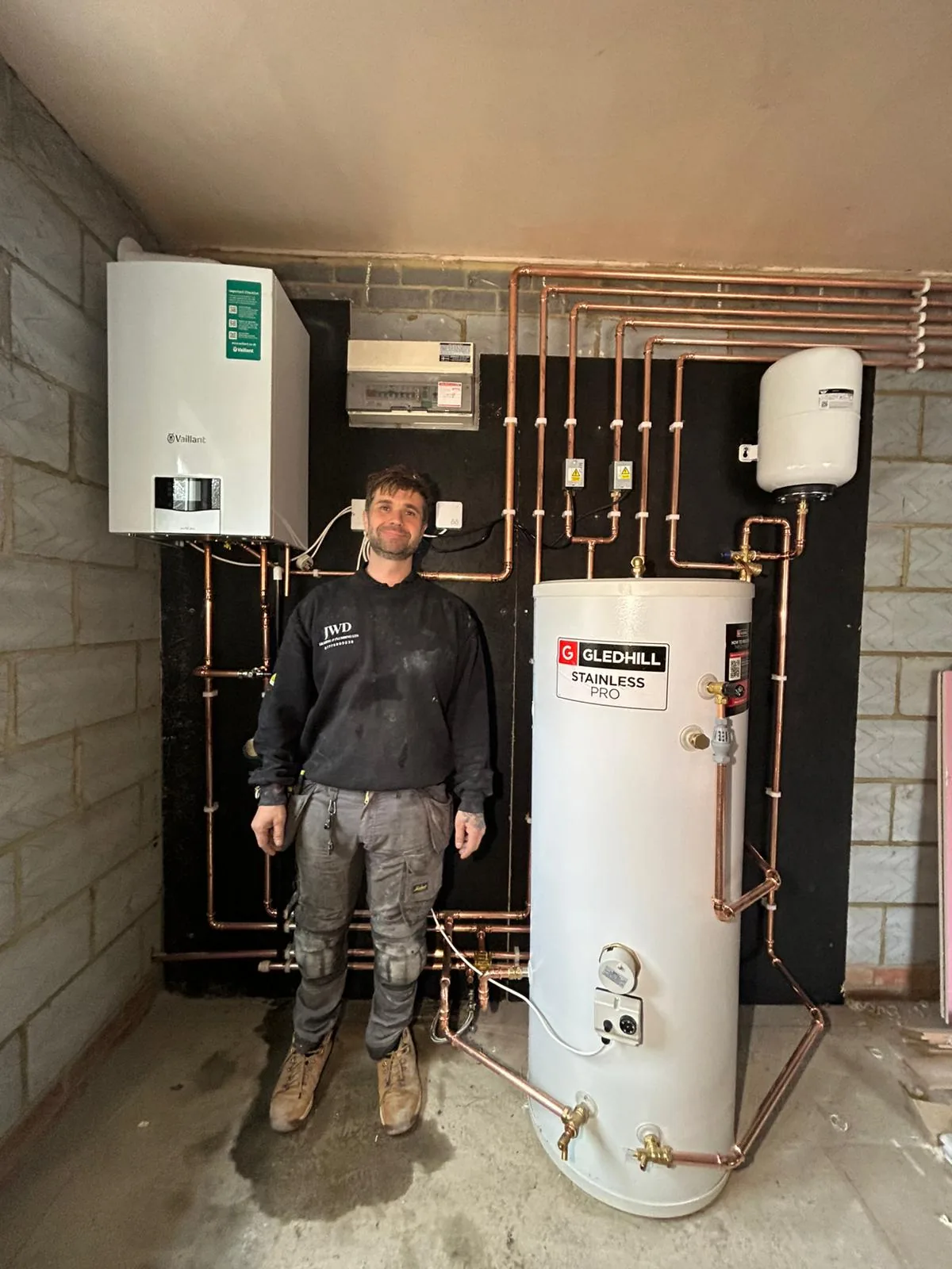Combi boiler fitted on kitchen wall